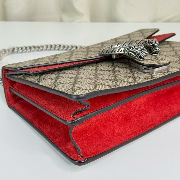 Gucci GG Logo Supreme Medium Dionysus Shoulder Bag with Red Trim - Picture 6 of 9